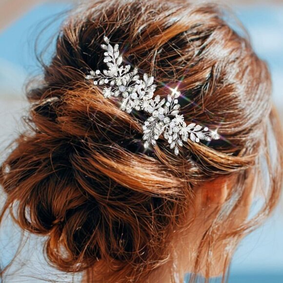 ?Women Silver Wedding Hair Clips Bridal Headpiece Prom Hair Accessories main image 4